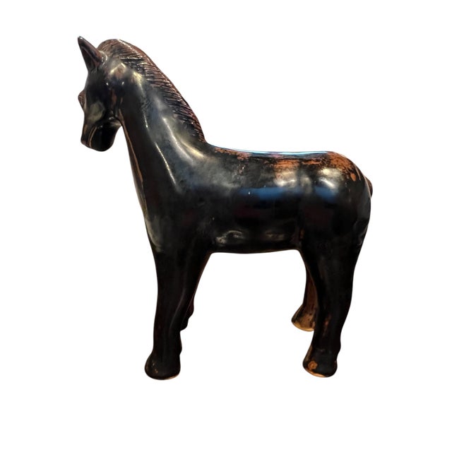 Chinese Antique 19th Century Chinese Figure of a Horse in Mottled Brown Glaze For Sale - Image 3 of 11