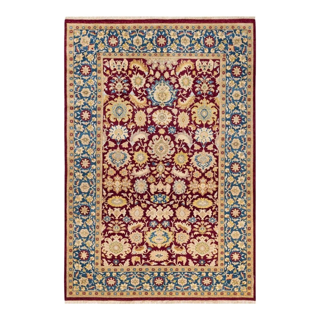 Red Mogul, One-of-a-Kind Hand-Knotted Area Rug in Red, 6' 1" x 8' 9" For Sale - Image 8 of 8