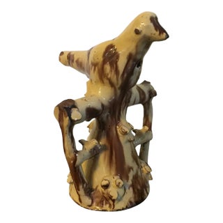 Antique 19th Century English Folk Art Georgian Staffordshire Redware Slip Decorated Bird Whistle, Circa 1820 For Sale