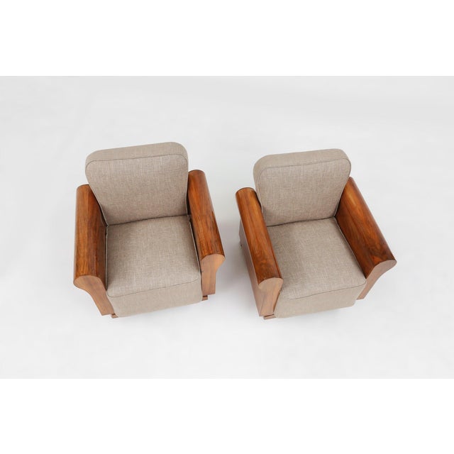 Art Deco Armchairs in Walnut Veneer, France, 1930s, Set of 2 For Sale - Image 9 of 17