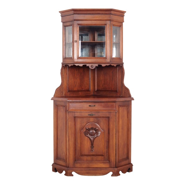 German Oak Corner Cabinet, 1950s For Sale