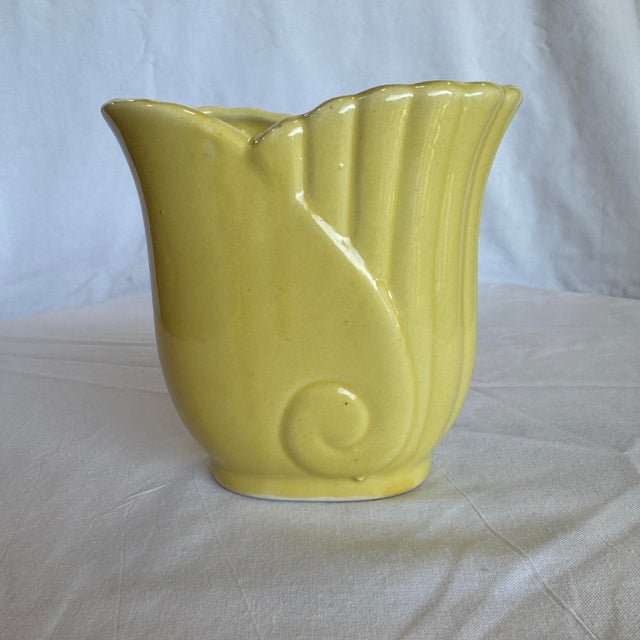 Yellow Art Deco Vase Yellow Belle Kogan for Fredericksburg Arts Pottery Planter For Sale - Image 8 of 9