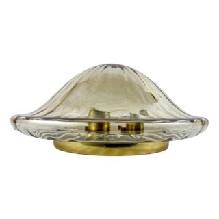 Vintage Art Glass and Gilt Brass Ceiling Lamp For Sale
