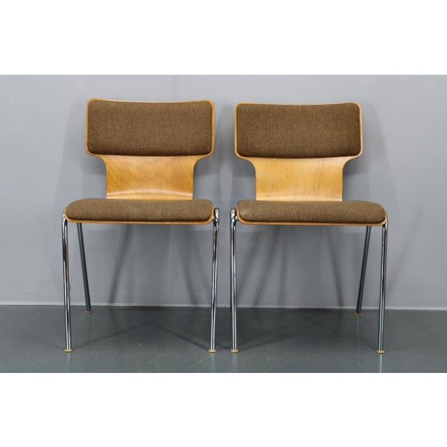 Plywood Chairs with Fabric Upholstery, Germany, 1970s, Set of 4 For Sale - Image 14 of 18