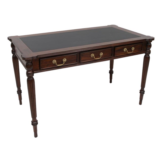 Legacy Leather Top Desk - Brown Walnut For Sale