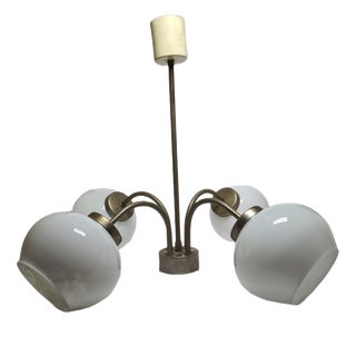 Postmodern Brass and Glass Chandelier, Poland, 1970s For Sale