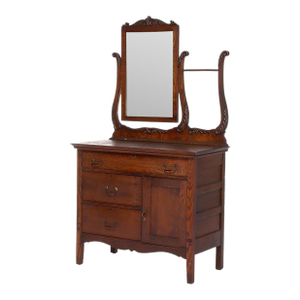 Antique Oak Hotel Wash Stand With Mirror C1920