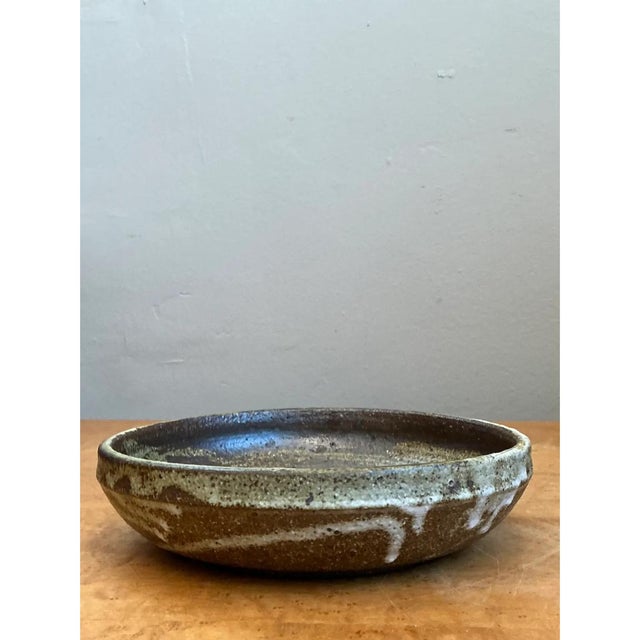 Sand Vintage Abstract Design Pottery Bowl For Sale - Image 8 of 12
