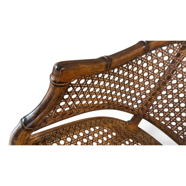 Hollywood Regency Faux Bamboo Cane Settee For Sale - Image 11 of 18