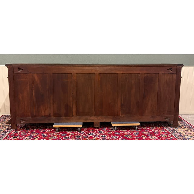 Antique French Breton Large Carved Sideboard Server Entry Buffet Oak c.1900-20s For Sale - Image 18 of 18