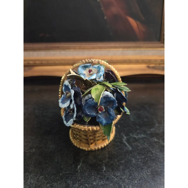 Gorham 1970s Fleurs Des Siecles Pansy Floral Arrangment Basket by Jane Hutcheson for Gorham For Sale - Image 4 of 10