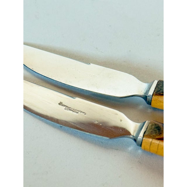 Mid-Century Modern 1950s Danish Modern Kay Bojesen Bamboo Handled Fruit Knives - a Pair For Sale - Image 3 of 8