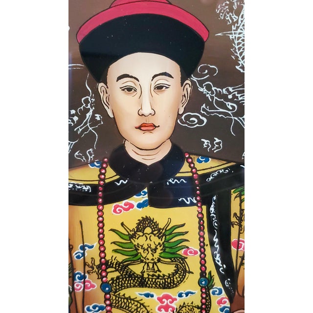 Yellow Painting Pair Chinese Ancestral Portraits For Sale - Image 8 of 17