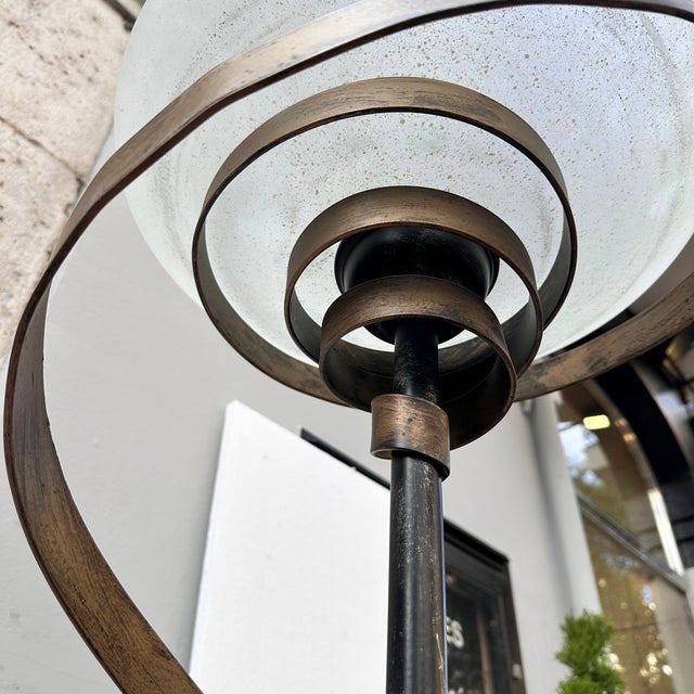 Art Deco Style Floor Lamp in Marbled Glass and Iron, Italy, 1970s For Sale - Image 14 of 18