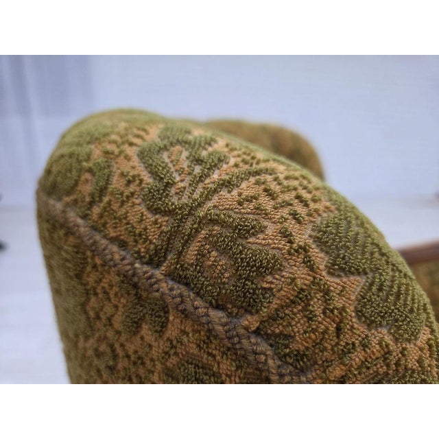 Danish Armchair in Wool and Hand-Carved Oak, 1950s For Sale - Image 6 of 18