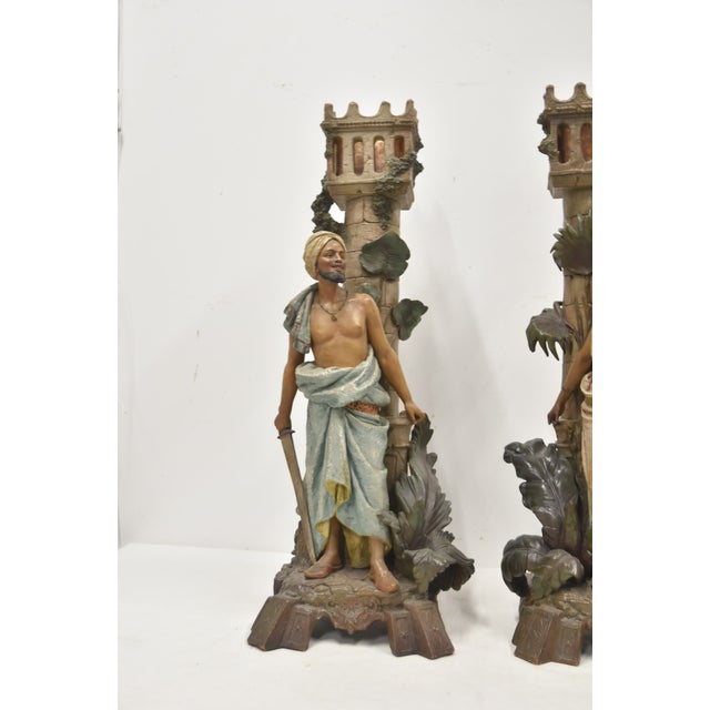 Late 19th Century Monumental Austrian Terracotta Orientalist Lamps - a Pair For Sale - Image 4 of 17
