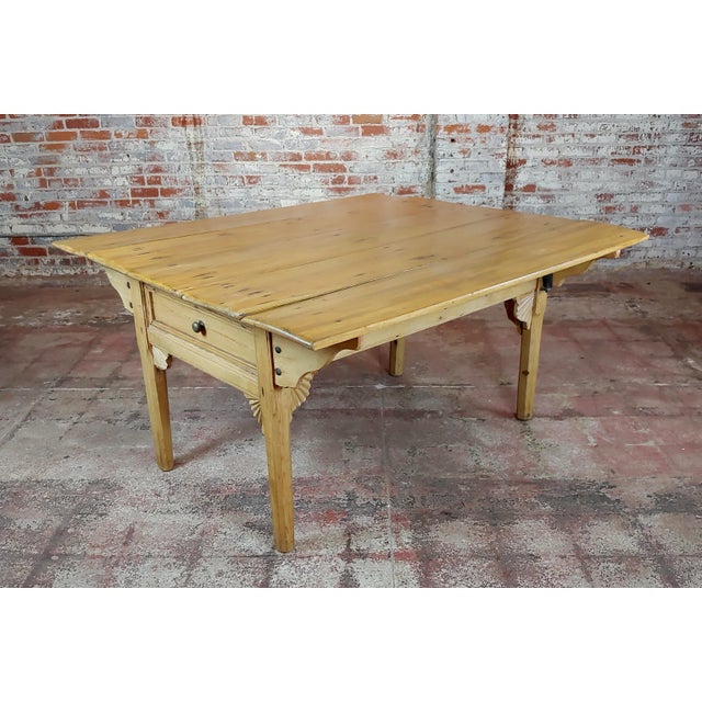19th Century French Farmhouse Pine Drop Leaf Dining Table For Sale - Image 4 of 13