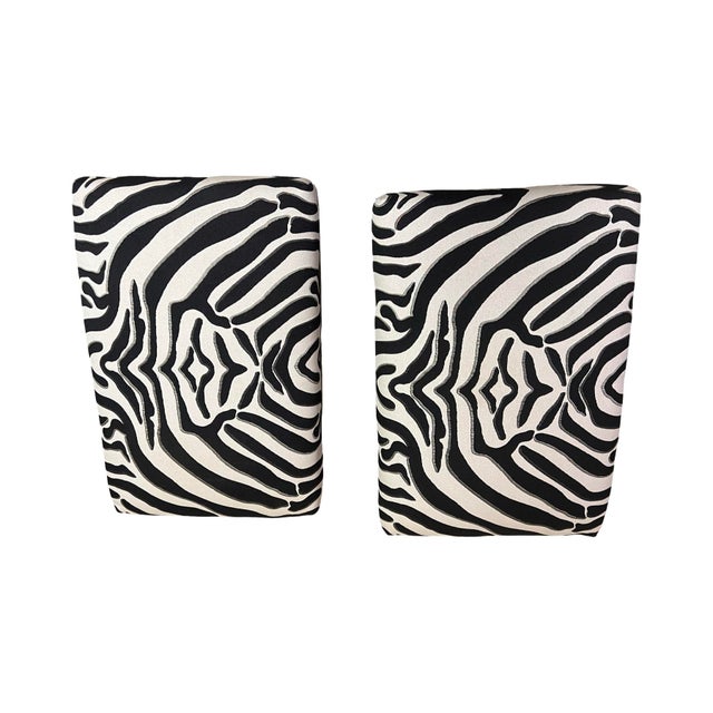 Contemporary Pair of Contemporary Black Lacquer Benches With Animal Print Upholstery & Nailhead Trim For Sale - Image 3 of 7