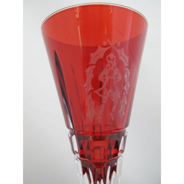 Waterford Crystal Waterford Crystal 12 Days of Christmas 10 Lords Leaping Crimson Champagne Flute For Sale - Image 4 of 9