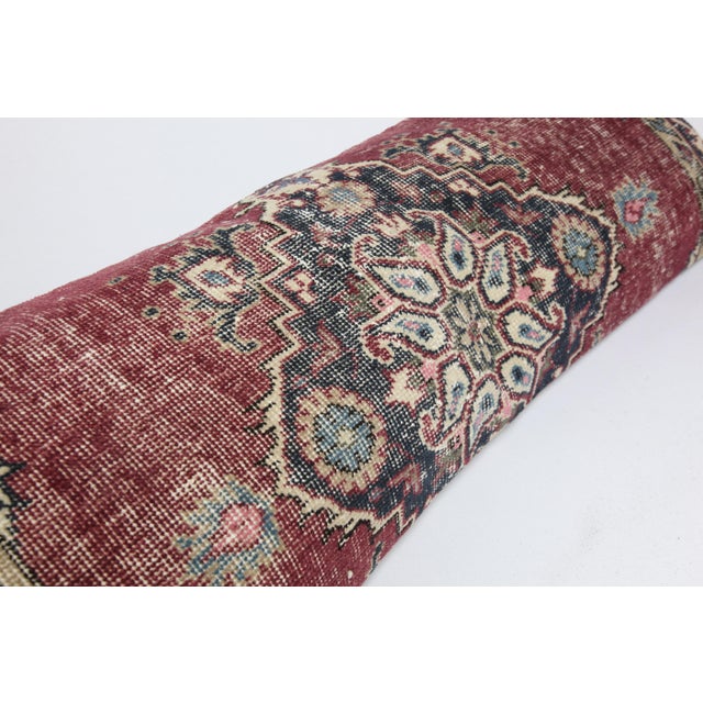 Red Authentic Handwoven Vintage Lumbar Rug Pillow Cover -16'' X 44'' For Sale - Image 8 of 11