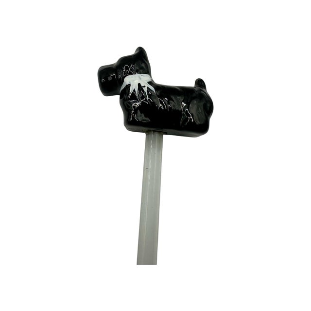 Black Vintage Glass Cocktail Glass Swizzle Sticks With Black Scottie Dog Figurine Toppers - A Set of 12 For Sale - Image 8 of 12