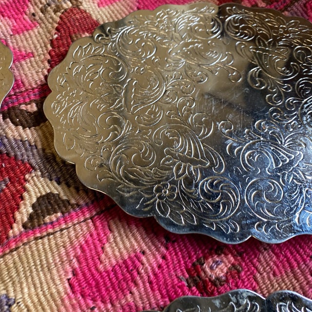 1960s Silver-Tone Trivets- Set of 4 For Sale - Image 4 of 5