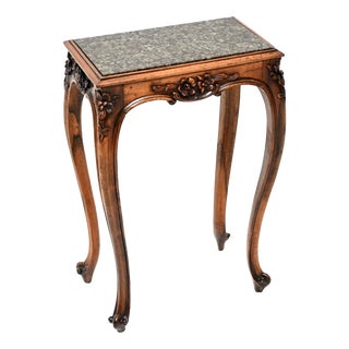 Antique Side Table with Carved Marble Top, 1840 For Sale