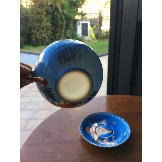 Vintage Japanese Style Cups and Sugar Jar, Set of 3 For Sale - Image 9 of 11