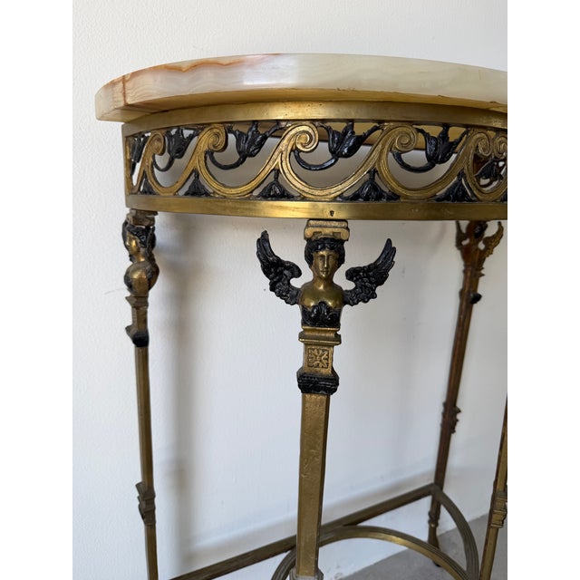 1920s 1920s Oscar Bach-Style Brass & Onyx Console With Mirror For Sale - Image 5 of 12