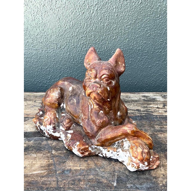 Vintage Distressed Plaster Dog For Sale In West Palm - Image 6 of 12