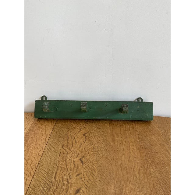 Early 20th Century Antique Rustic Wooden Peg Hook in Green For Sale - Image 5 of 15