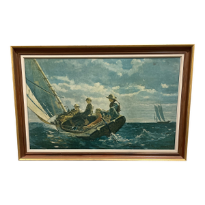 1940s S. T. Preston & Sons, Inc. Reproduction Painting, Homer, Winslow. Breezing Up [A Fair Wind]” Fine Art Reproduction on Canvas