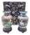 Pair of Vintage Chinese Cloisonné Vases on Wood Stands – Black Enamel With Autumn Floral Motif For Sale