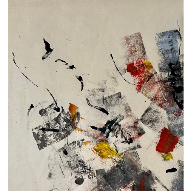 John Von Wicht, Large Abstract Expressionist Oil Painting on Rice Paper Modernist John Von Wicht, c.1960's For Sale - Image 13 of 15