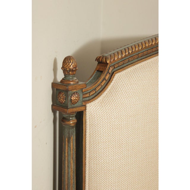 French Market Collection Louis XVI Style Upholstered Queen Bed Frame with Painted Finish For Sale - Image 14 of 18