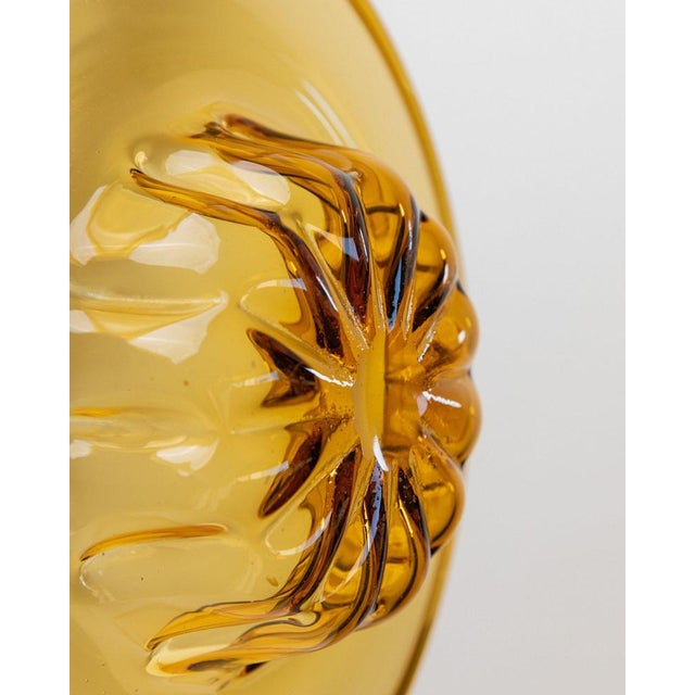 Vintage Amber Murano Glass Bowl with Ribbed Pattern, Italy, 1920s For Sale - Image 9 of 11