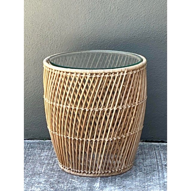 Tan Vintage Twisted Rattan Side Table For Sale - Image 8 of 12