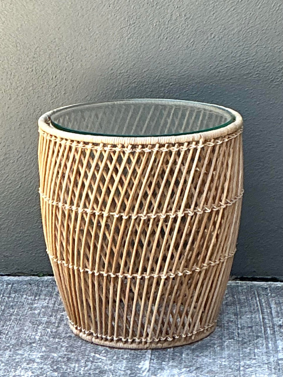 Vintage Twisted Rattan Side Table | Show Pony Palm Beach