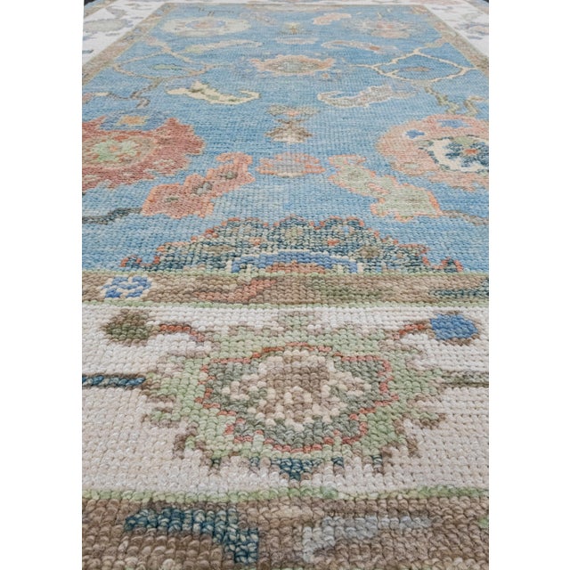 Textile Turkish Oushak Rug 4'1" x 5'11" For Sale - Image 7 of 8