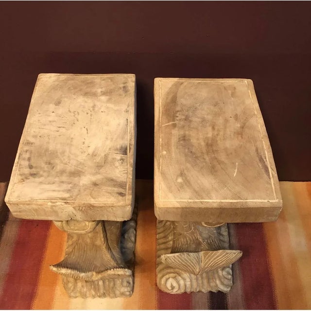 Late 20th Century Late 20th Century Hand Carved Fish Side Tables - a Pair For Sale - Image 5 of 9