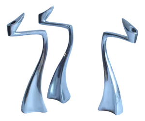 Aluminum Arclumis Swan Candlesticks by Matthew Hilton for SCP England, 1987, Set of 3