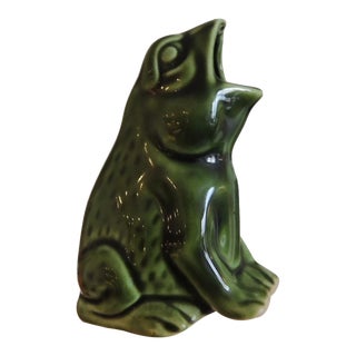Vintage Green Ceramic Plant Watering Frog For Sale