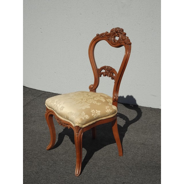Vintage Victorian French Country Balloon Back Chair With Carved Frame For Sale - Image 4 of 12