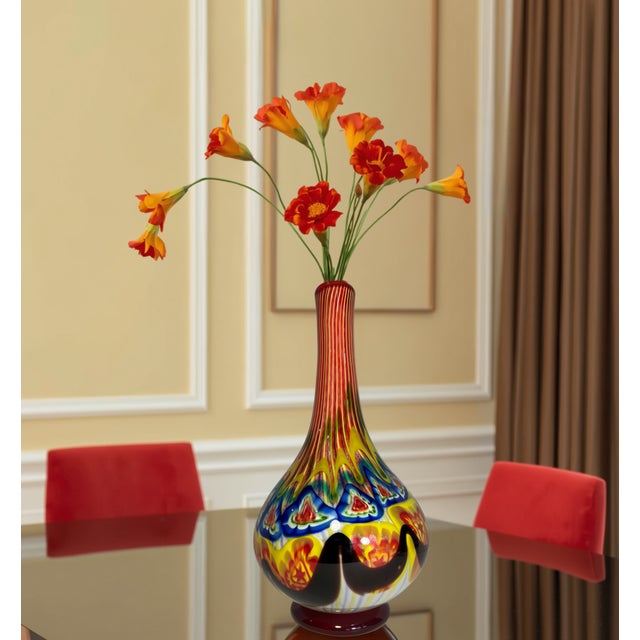 18 Inch Tall Mid-Century Murano Millefiori Polychrome Art Glass Vase For Sale In New York - Image 6 of 18