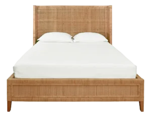 Matthew Izzo Home Dolly Queen Winged Headboard and Platform in Radio Weave Wrapped Rattan