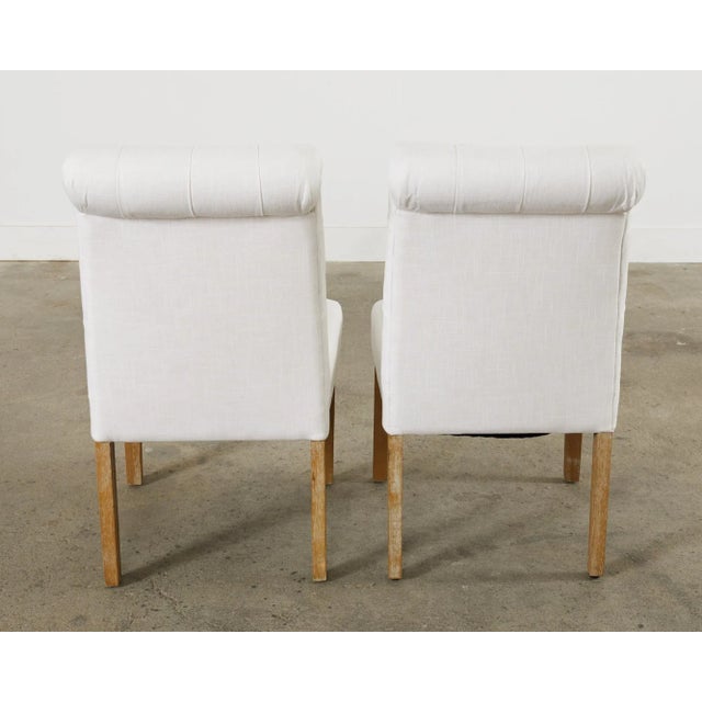 Set of Fourteen Tufted Scroll Back Dining Chairs For Sale - Image 12 of 12
