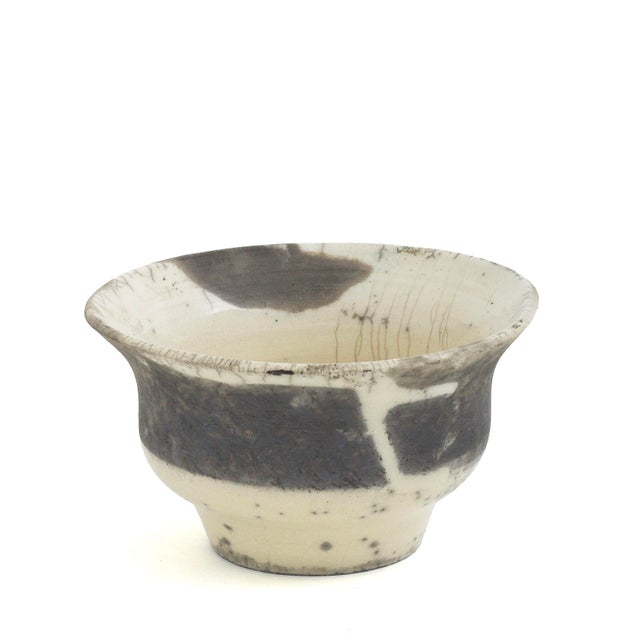 Early 21st Century Japanese Modern Black White Crackle Raku Ceramic Patto Vase by Laab Milano For Sale - Image 5 of 5