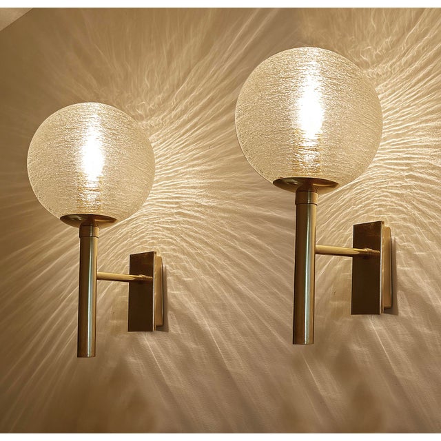 Vintage Brutalist Glass Sconces from Doria Leuchten, Germany, Set of 2 For Sale - Image 4 of 17