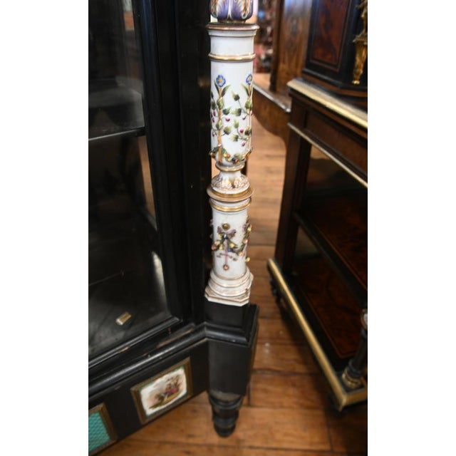Victorian Ebonized Display Cabinet Painted Porcelain, 1840 For Sale - Image 3 of 7