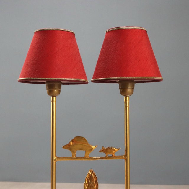 Gilded Bronze Sculpture Lamp For Sale - Image 6 of 9